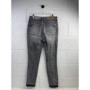 Judy Blue Jeans Womens 15/32 Skinny Fit Faded Whiskered Gray Denim Raw Hem